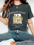 Women'WB shield Amalfi Coast Graphic Round Neck Tee, Casual Short Sleeve T-shirt for Spring, Ladies TNF for Daily Wear...