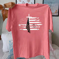 Women'WB shield American Flag & Cross Print Round Neck Tee, Casual Short Sleeve Crew Neck T-shirt for Daily Wear, Ladies...