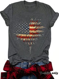 Women'WB shield American Flag & Fireworks Print Round Neck Tee, Casual Short Sleeve Crew Neck T-Shirt for Spring, Fashion...