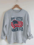 Women'WB shield American Flag & Letter Print TNF Lined Sweatshirt, Casual Long Sleeve Round Neck Pullover for Daily Wear,...