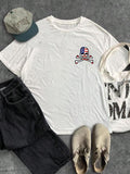 Women'WB shield American Flag & Skull Print Round Neck Tee, Casual Loose Short Sleeve T-shirt for Summer, Ladies TNF for...