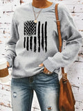Women'WB shield American Flag Print Crew Neck Sweatshirt, Casual Long Sleeve Pullover for Daily Wear, Ladies TNF for...
