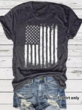 Women'WB shield American Flag Print Round Neck Tee, Casual Fashion Short Sleeve T-shirt for Daily Wear, Ladies Summer...