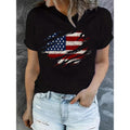 Women'WB shield American Flag Print T-Shirt, 100% Crew Neck Short Sleeve Casual Top, All-Season Knit Fabric Tee for...