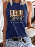 Women'WB shield Ancient Graphic Round Neck Tank Top, Casual Sleeveless Top for Summer, Ladies TNF for Daily Wear, Socks...