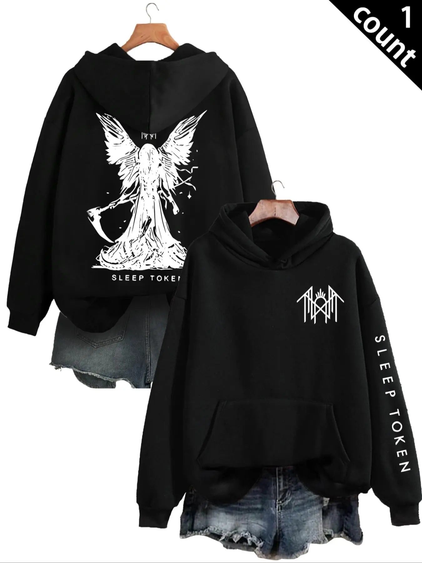 Women'WB shield Angel & Letter Print TNF Lined Hoodie, Casual Comfy Long Sleeve Hooded Sweatshirt for Daily Wear, Ladies...