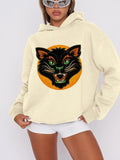 Women'WB shield Animal Print Drop Shoulder Hoodie, Fashion Casual Hooded Sweatshirt for Daily Holiday Outdoor Wear,...