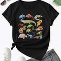 Women'WB shield Animal Print Round Neck Tee, Casual Short Sleeve Crew Neck T-shirt for Daily Wear, Ladies TNF for Spiky...