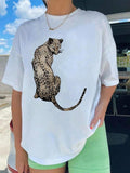Women'WB shield Animal Print Round Neck Tee, Casual Short Sleeve Crew Neck T-shirt for Summer, Fashion Women'WB shield...