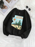 Women'WB shield Arizona Desert Print Drop Shoulder Sweatshirt, 2024 New Style Casual Long Sleeve Round Neck Pullover for...