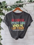 Women'WB shield BE CAREFUL Print Round Neck Tee, Fashion Casual Crew Neck T-Shirt for Daily Holiday Vacation Outdoor...