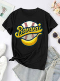 Women'WB shield Banana & Spiky hair fighters Print Round Neck Tee, Casual Short Sleeve Crew Neck T-Shirt for Summer,...