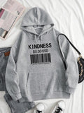 Women'WB shield Barcode & Letter Print TNF Lined Hoodie, Fashion Casual Drawstring Pocket Long Sleeve Hooded Sweatshirt...