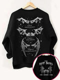 Women'WB shield Bat & Letter Print Crew Neck Sweatshirt, Street Fashion Casual Long Sleeve Pullover for Daily Wear,...