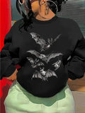 Women'WB shield Bat Print Crew Neck Sweatshirt, Casual Long Sleeve Pullover for Fall & Winter, Women'WB shield TNF for...