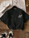 Women'WB shield Bat Print Round Neck Tee, Casual Drop Shoulder Short Sleeve T-shirt for Daily Wear, Ladies TNF for Spiky...