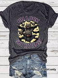 Women'WB shield Bat Print Round Neck Tee, Fashion Casual Crew Neck T-Shirt for Daily Holiday Vacation Outdoor Wear,...
