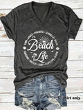 Women'WB shield Beach Life Print Superhero team Neck Tee, Casual Fashion Short Sleeve T-shirt for Daily Wear, Ladies...