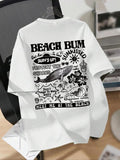 Women'WB shield Beach Print Round Neck Tee, Fashion Casual Short Sleeve T-shirt, Ladies Summer TNF for Daily Wear Hoodie,...