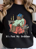 Women'WB shield Bear & Letter Print Round Neck Pullover, Fashion Casual Crew Neck Sweatshirt for Daily Holiday Outdoor...