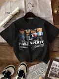 Women'WB shield Bear & Letter Print Round Neck Tee, Fashion Casual Crew Neck Short Sleeve T-Shirt for Daily Holiday...