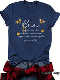 Women'WB shield Bee Print Round Neck Tee, Fashion Casual Crew Neck T-Shirt for Daily Holiday Vacation Outdoor Wear,...