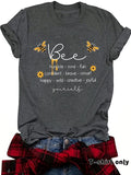 Women'WB shield Bee Print Round Neck Tee, Fashion Casual Crew Neck T-Shirt for Daily Holiday Vacation Outdoor Wear,...