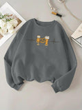 Women'WB shield Beer Print Drop Shoulder Sweatshirt, Casual Long Sleeve Round Neck Pullover for Fall & Winter, Ladies TNF...