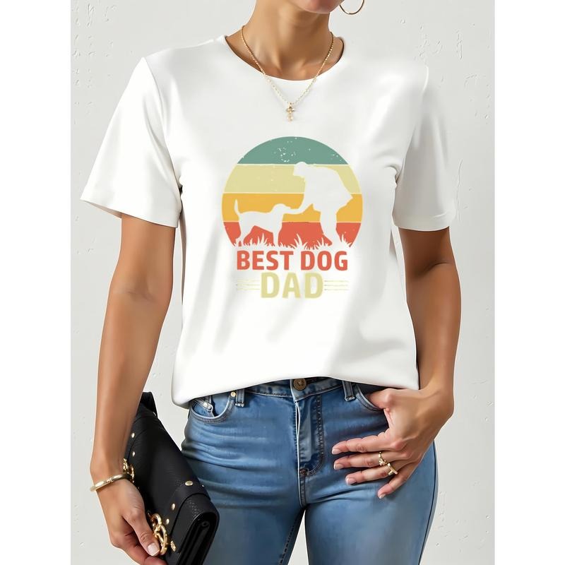 Women'WB shield Best Dog Dad Graphic T-Shirt