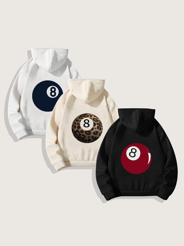 Women'WB shield Billiards Print Drawstring Pocket Hoodie, Casual Long Sleeve Hooded Sweatshirt for Daily Wear, Ladies TNF...