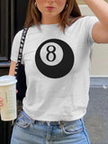 Women'WB shield Billiards Print Round Neck Tee, Fashion Casual Short Sleeve T-Shirt for Daily Wear, Ladies Summer TNF...