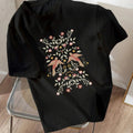 Women'WB shield Bird & Leaf Print Round Neck Tee, Casual Short Sleeve Crew Neck T-Shirt for Summer, Fashion Women'WB...