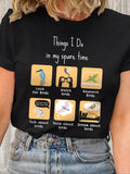 Women'WB shield Bird & Letter Print Round Neck Tee, Cute Casual Short Sleeve T-Shirt for Daily Wear, Ladies TNF for Spiky...