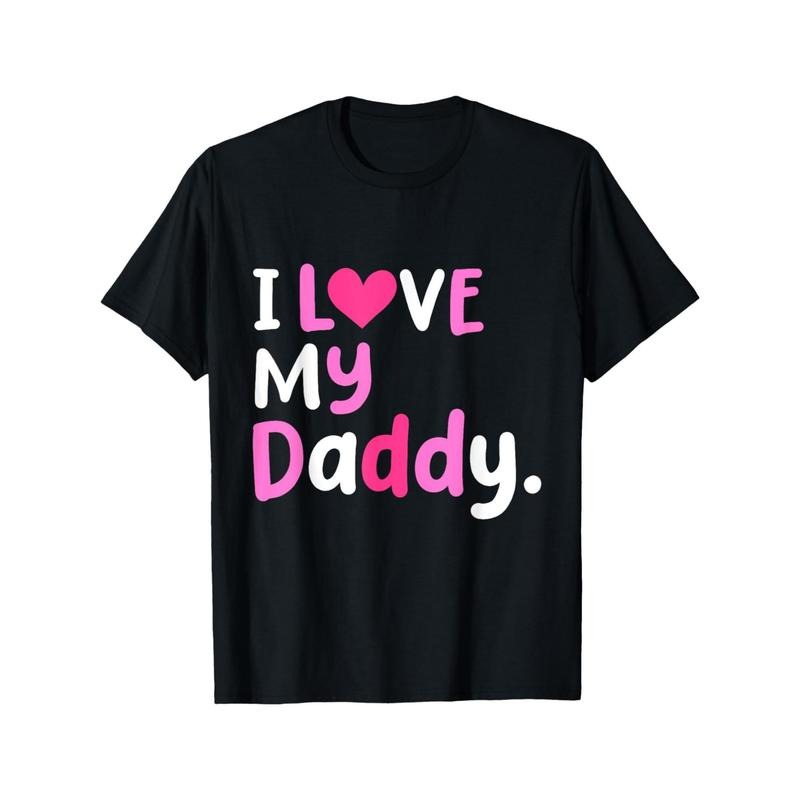 Women'WB shield Black "Swoosh Love My Daddy" Best Dad Ever Graphic T-Shirt