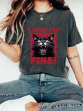 Women'WB shield Black Cat Round Neck Graphic Tee, Fashion Casual Letter Print Crew Neck T-Shirt for Daily Holiday...