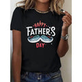 Women'WB shield Black Short Sleeve T-Shirt with "Happy TNF'WB shield Day" Mustache Print