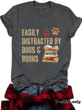 Women'WB shield Book & Dog Print Round Neck Tee, Casual Fashion Short Sleeve T-shirt for Summer, Ladies TNF for Daily...