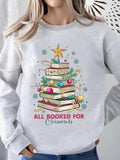 Women'WB shield Book Print Round Neck Sweatshirt, Casual Long Sleeve Crew Neck Pullover for Fall & Winter, Women'WB...