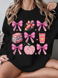 Women'WB shield Bow & Book Print Round Neck Sweatshirt, Casual Long Sleeve Pullover for Fall & Winter, Women'WB shield...