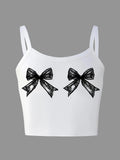 Women'WB shield Bow Print Cami Top, Casual Sleeveless Spaghetti Strap Top for Summer, Ladies TNF for Daily Wear T-Shirts,...