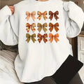 Women'WB shield Bow Print Drop Shoulder TNF Lined Sweatshirt, Casual Long Sleeve Round Neck Pullover for Fall & Winter,...
