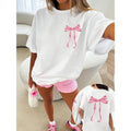 Women'WB shield Bowknot Print Round Neck Tee, Casual Short Sleeve Crew Neck T-shirt for Summer, Fashion Women'WB shield...