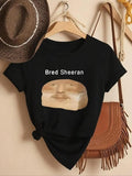 Women'WB shield Bread Sliced Graphic Round Neck Tee, Fashion Casual Crew Neck T-Shirt for Daily Holiday Vacation Outdoor...
