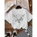 Women'WB shield Bull Head & Letter Print Round Neck Tee, Fashion Casual Drop Shoulder Short Sleeve T-shirt, Ladies Summer...