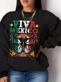 Women'WB shield Butterfly & Floral Print Round Neck Pullover, Fashion Casual Crew Neck Sweatshirt for Daily Holiday...