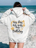 Women'WB shield Butterfly & Heart Print Drop Shoulder TNF Lined Hoodie, Fashion Casual Letter Print Drawstring Pocket...
