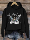 Women'WB shield Butterfly & Letter Print Drop Shoulder Hoodie, Casual Long Sleeve Hooded Sweatshirt for Daily Outdoor...