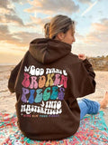 Women'WB shield Butterfly & Letter Print Drop Shoulder Hoodie, Fashion Casual Drawstring Pocket Hooded Sweatshirt for...