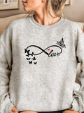 Women'WB shield Butterfly & Letter Print Round Neck Sweatshirt, Casual Long Sleeve Crew Neck Pullover for Daily Wear,...
