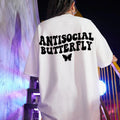 Women'WB shield Butterfly & Letter Print Round Neck Tee, Casual Slogan Graphic Drop Shoulder Half Sleeve T-Shirt for...